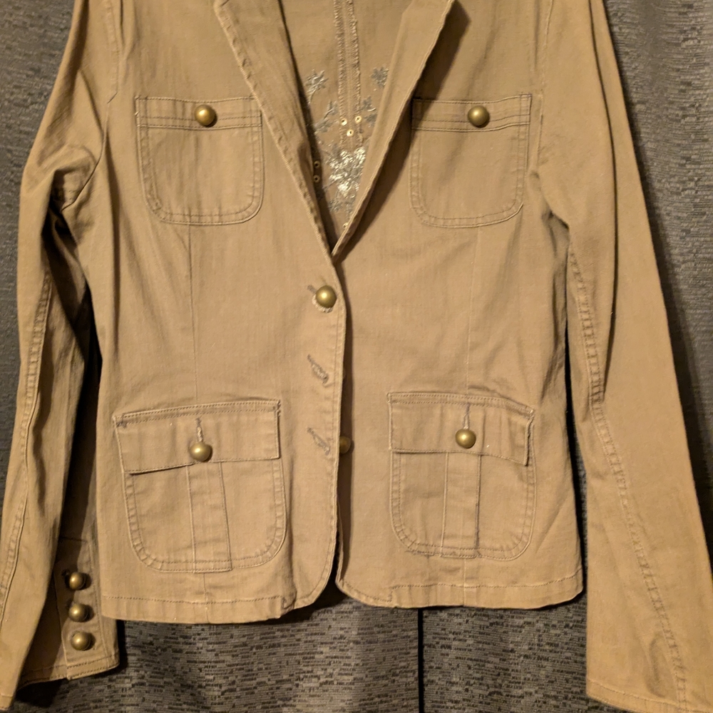 Faded Glory Women's Beige Button-Up Blazer
